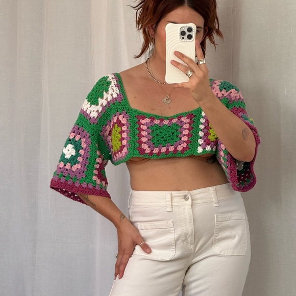 Handmade Tops - ♡ Handmade Crochet Granny Square Shrug ♡